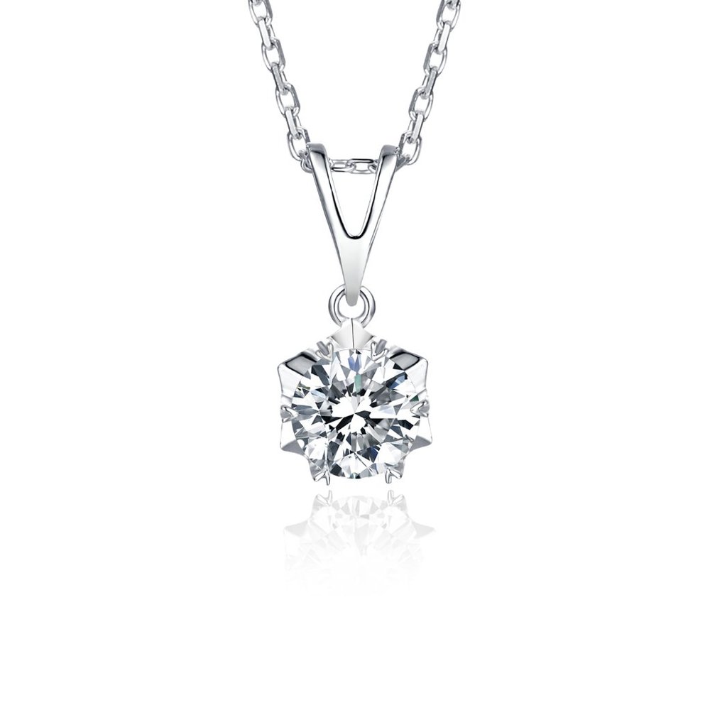 Moissanite Diamond Snowflake Pendant in 925 Sterling Silver.